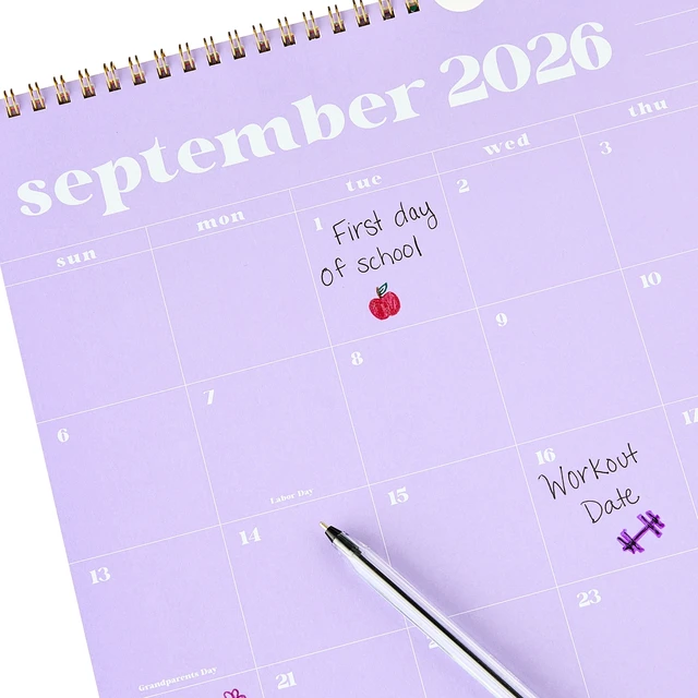 Alt view image 5 of 5 - Pen+Gear Large Wall Calendar, 13.25"x12.5", Multi Color Solid, 15-Month April 2026-June 2027 with Stickers