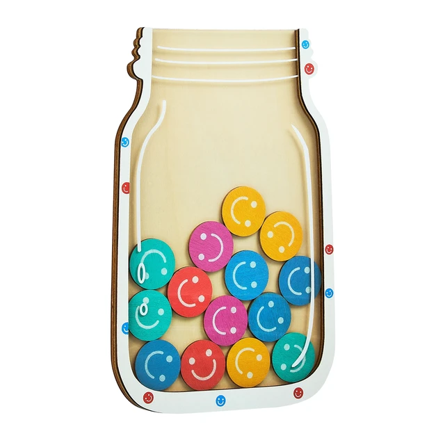 Alt view image 5 of 6 - Pen+Gear Smiley Face Token Reward Jar, 26-Piece Magnetic Wooden Set, Ages 3+