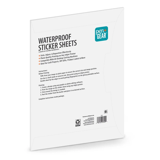 Alt view image 4 of 5 - Pen+Gear Sticker Paper, Waterproof and Repositionable, 8.5 x 11 Inches, 10 Sheets, White