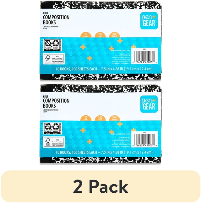 Main image of Pen+Gear Wide Rule Half Composition Book 7.5in x 4.88in Black and White 100 Pages (2 Pack)