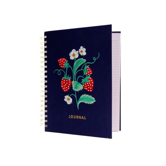 Alt view image 4 of 5 - Ecokind Embroidered Strawberry Journal, 10.125"x8.15", 105 Sheets