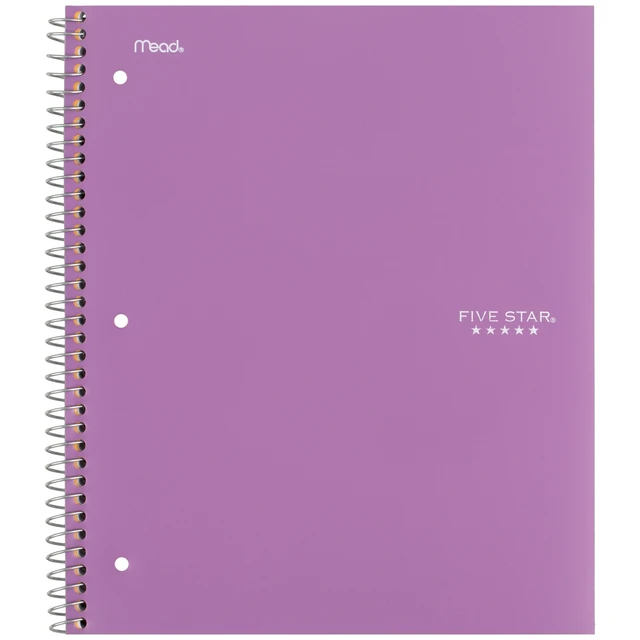 Alt view image 4 of 7 - Five Star 5 Subject Spiral Notebook + Study App, Wide Ruled, 8" x 10.5", Amethyst