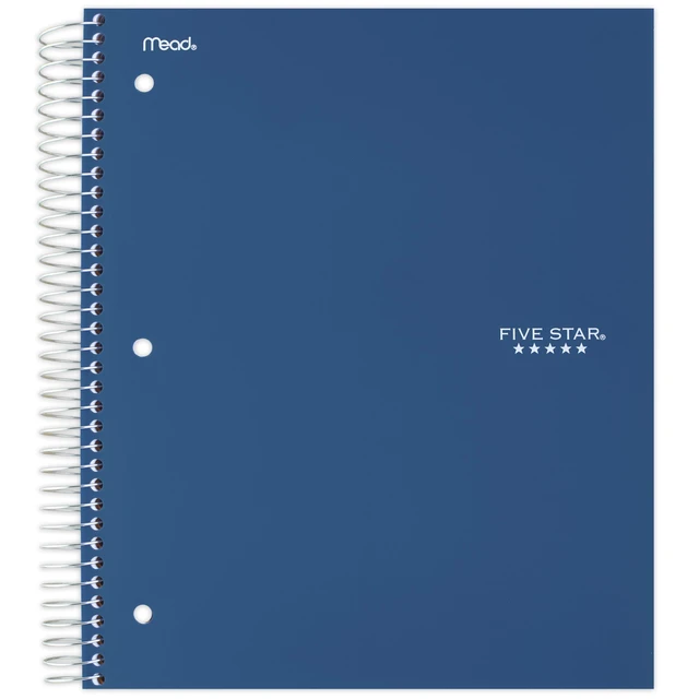 Main image of Five Star Spiral Notebook Plus Study App 5 Subject College Ruled 8.5 x 11 Sky