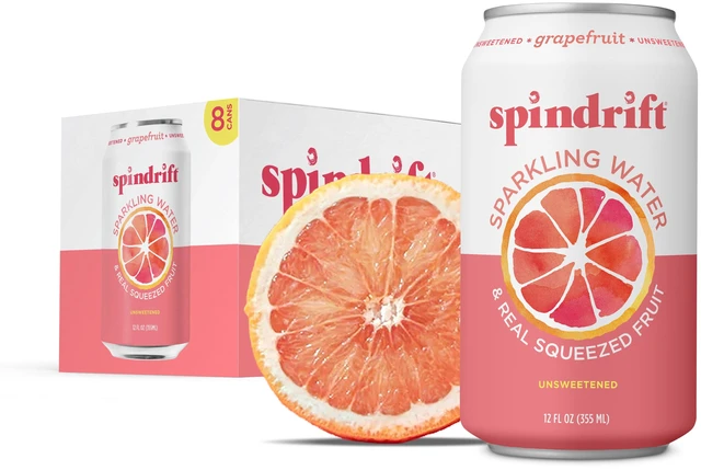 Main image of Spindrift Sparkling Water Grapefruit, 12 fl oz, 8 Count, Real Squeezed Fruit, No Sugar Added, 17 Calories