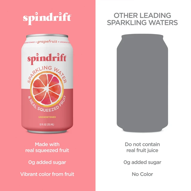Alt view image 5 of 6 - Spindrift Sparkling Water Grapefruit, 12 fl oz, 8 Count, Real Squeezed Fruit, No Sugar Added, 17 Calories