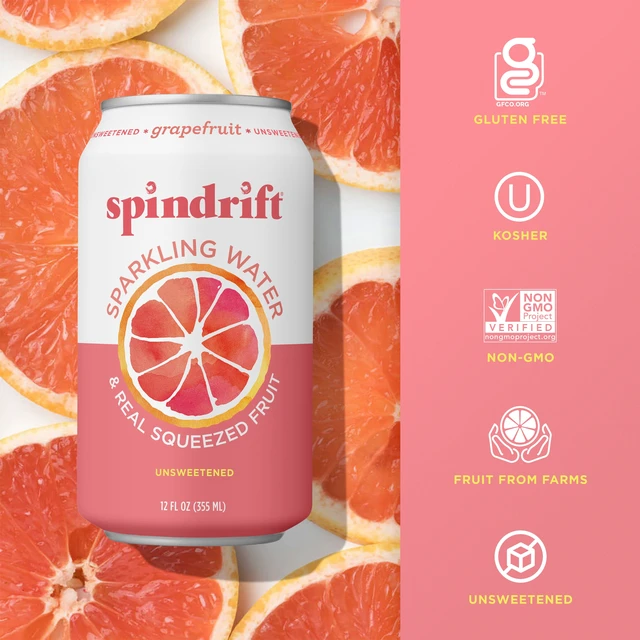 Alt view image 2 of 6 - Spindrift Sparkling Water Grapefruit, 12 fl oz, 8 Count, Real Squeezed Fruit, No Sugar Added, 17 Calories