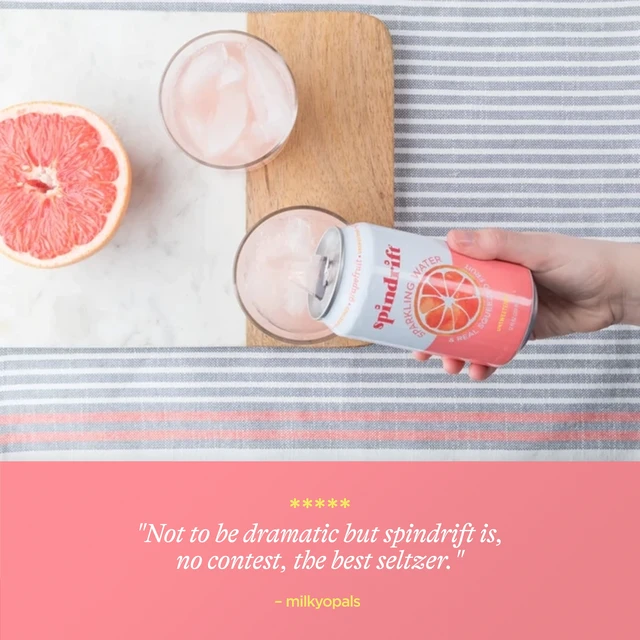 Alt view image 4 of 6 - Spindrift Sparkling Water Grapefruit, 12 fl oz, 8 Count, Real Squeezed Fruit, No Sugar Added, 17 Calories