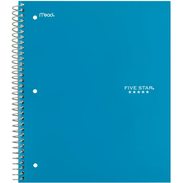 Alt view image 6 of 7 - Five Star Spiral Notebook, 5 Subject, Wide Ruled, 8"x10.5", with Study App