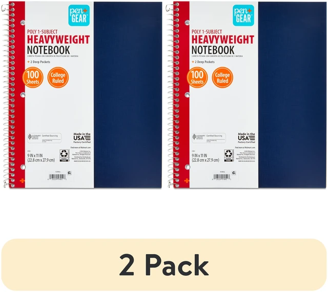 Main image of Pen+Gear (2 Pack) College Ruled 1-Subject Poly Notebook, Blue Sapphire, 9in x 11in, 100 Sheets