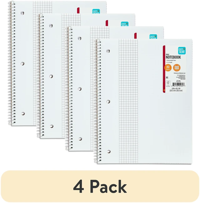 Main image of Pen+Gear 1-Subject Grid Ruled Notebook, Poly Cover, 80 Sheets, 8.5x10.5in, 4 Pack