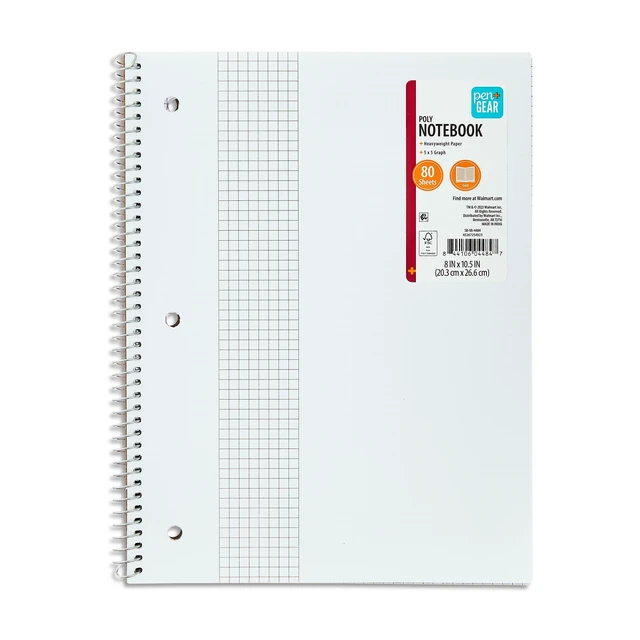 Alt view image 5 of 6 - Pen+Gear 1-Subject Grid Ruled Notebook, Poly Cover, 80 Sheets, 8.5x10.5in, 4 Pack