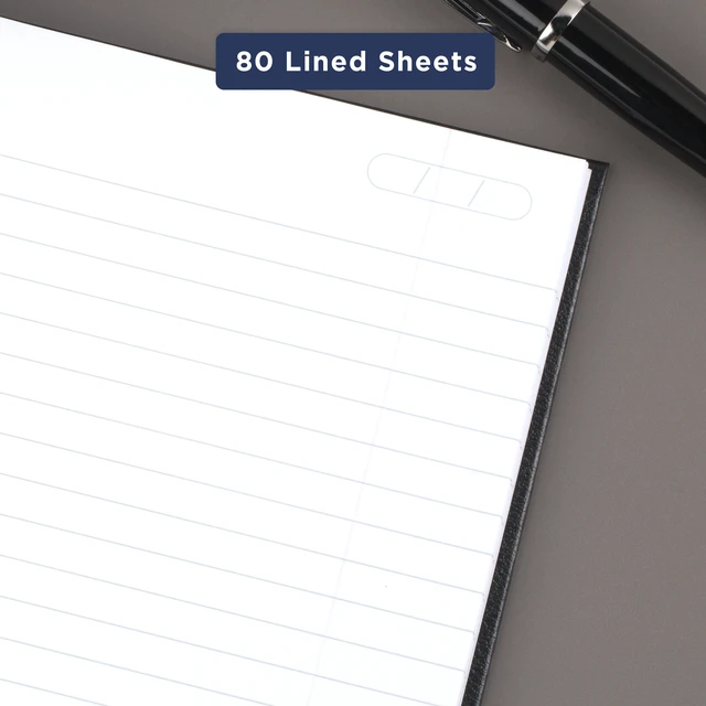 Alt view image 3 of 6 - Cambridge Limited 5"x8" Medium Hardcover Business Writing Notebook, Black, 80 Sheets