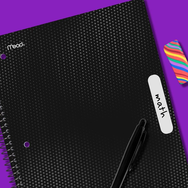 Alt view image 3 of 6 - Mead 1 Subject Wide Ruled Notebook, 2 Pack, 8" x 10.5", Black, Poly, Spiral, 100 Sheets