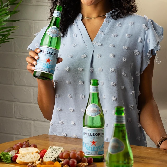 Alt view image 2 of 5 - S.Pellegrino Sparkling Natural Mineral Water, 16.9 fl oz Glass Bottles, 8-Pack (1.056 Gallon)