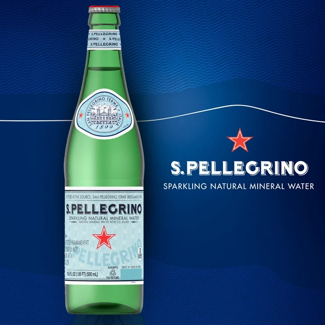 Alt view image 5 of 5 - S.Pellegrino Sparkling Natural Mineral Water, 16.9 fl oz Glass Bottles, 8-Pack (1.056 Gallon)