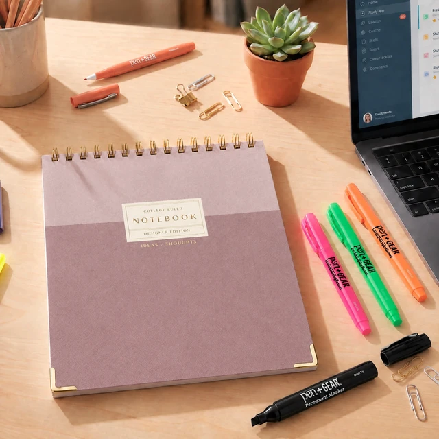 Alt view image 5 of 7 - Pen+Gear Designer Edition Top Spiral Notebook, 8.3 x 11.34 Inches, College Ruled, Purple, 80 Sheets