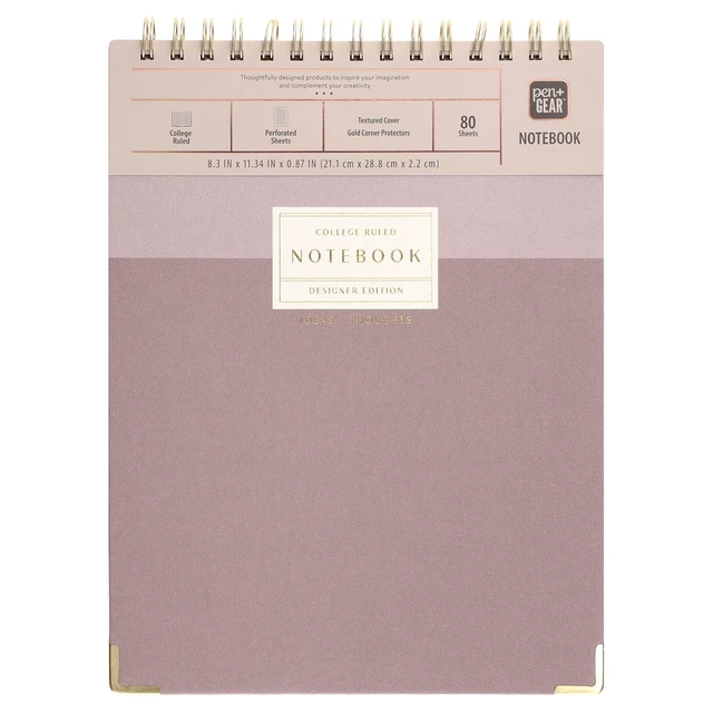 Alt view image 4 of 7 - Pen+Gear Designer Edition Top Spiral Notebook, 8.3 x 11.34 Inches, College Ruled, Purple, 80 Sheets