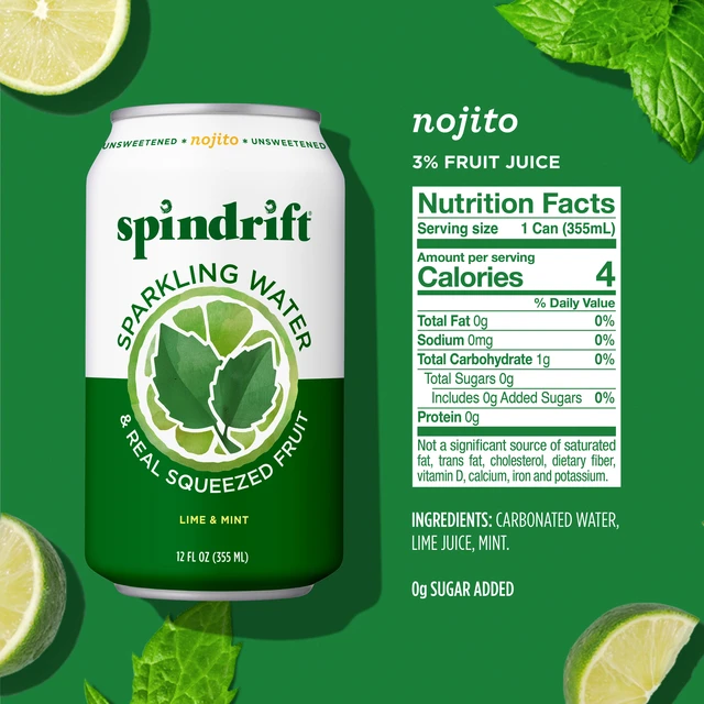Alt view image 5 of 5 - Spindrift Sparkling Water Nojito, Lime and Mint, No Sugar Added