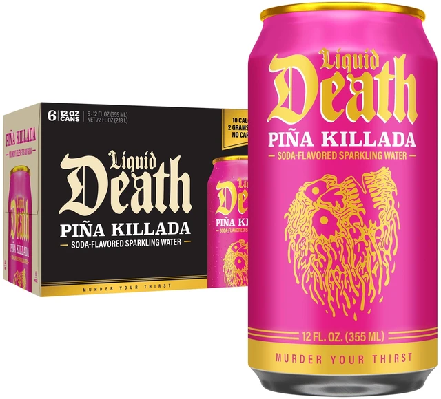 Main image of Liquid Death Pina Killada Soda Flavored Sparkling Water 6 Pack (12 fl oz Cans) Low Sugar Huge Flavor