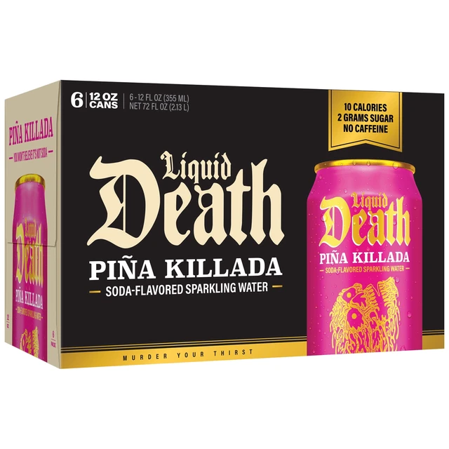 Alt view image 2 of 5 - Liquid Death Pina Killada Soda Flavored Sparkling Water 6 Pack (12 fl oz Cans) Low Sugar Huge Flavor