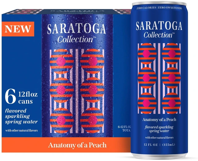 Main image of Saratoga Collection Anatomy of a Peach Peach Flavored Sparkling Water, 12 fl oz, 6-Pack Cans