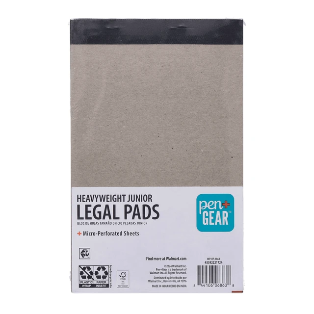 Alt view image 4 of 6 - Pen+Gear Narrow Ruled Heavyweight Junior Legal Pads, 5"x8", White Paper, 50 Sheets Each, 6 Pack