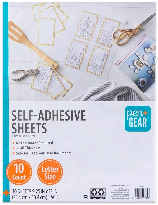 Main image of Pen+Gear Self-Adhesive Sheets 9.25"x12" Letter Size Clear 10 Sheets