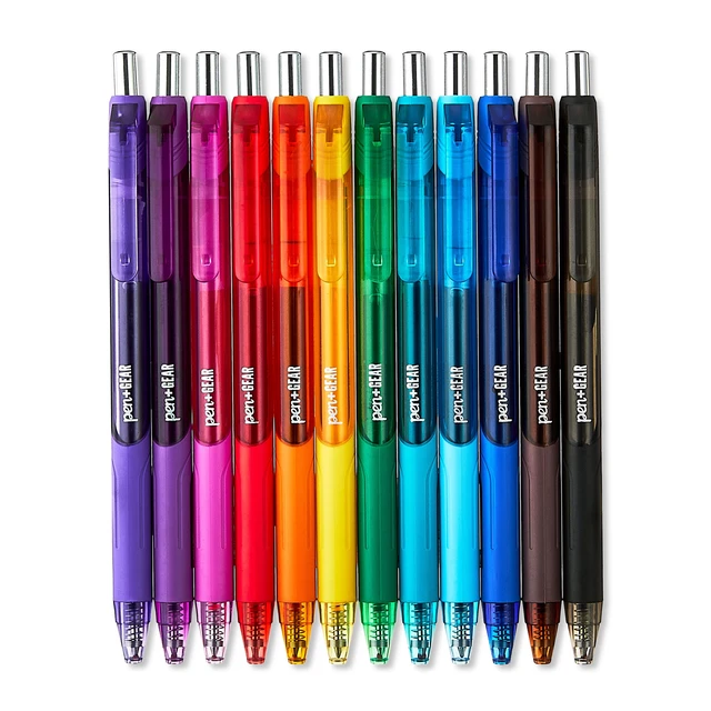 Alt view image 6 of 6 - Pen+Gear Retractable Gel Pens, 0.7mm Medium Point, Assorted Ink, 12 Count