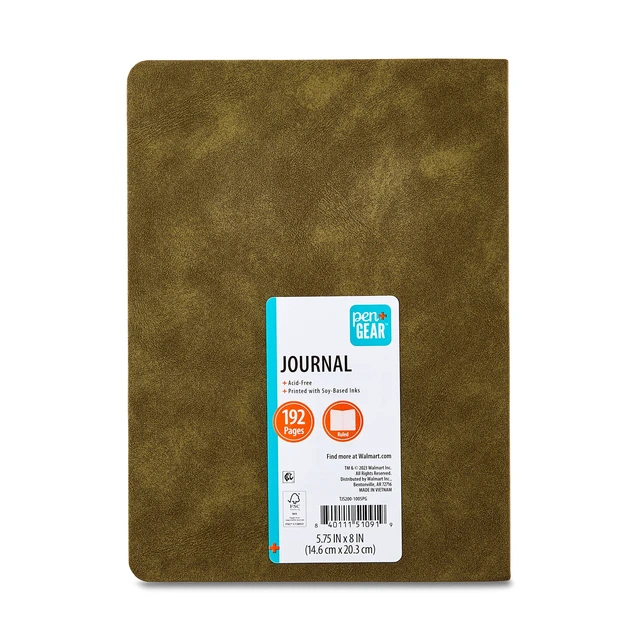 Alt view image 5 of 5 - Pen + Gear Flex Suede Journal, Olive, 5.75" x 8" x 0.5", 192 Lined Pages, Vegan Suede Cover