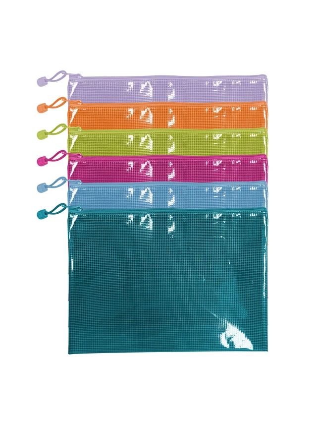 Alt view image 6 of 6 - Pen+Gear Letter Size Mesh Zipper Bags, 6 Count, Assorted Colors