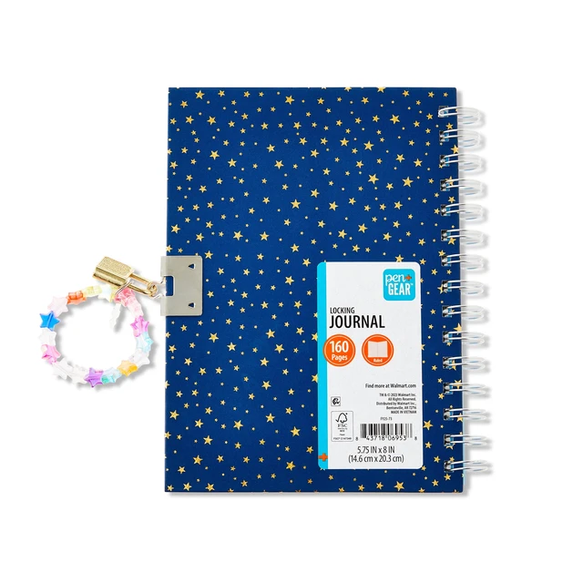 Alt view image 3 of 5 - Pen+Gear Gold Star Shaker Locking Journal for Children, 6.6 x 8.3 Inches, 160 Ruled Pages