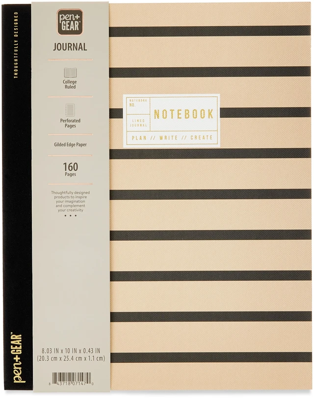 Main image of Pen+Gear Textured Stripe Journal, 8 x 10 in, 160 Ruled Pages, Adult