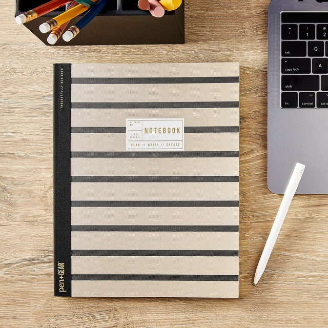 Alt view image 2 of 5 - Pen+Gear Textured Stripe Journal, 8 x 10 in, 160 Ruled Pages, Adult