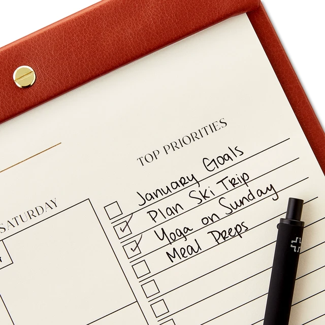 Alt view image 4 of 6 - Pen+Gear 12-Month Undated Simulated Leather Desk Pad Calendar, Medium Cognac Brown, 18.5 x 12.5 Inches