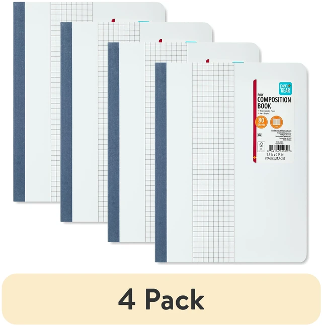 Main image of 4-Pack Pen+Gear Composition Book, Grid Ruled, Poly Cover, 80 Sheets, 7.5"x9.75"