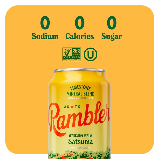 Alt view image 3 of 6 - Rambler Satsuma Sparkling Water, 12 fl oz, 8 Cans, 2 Pack