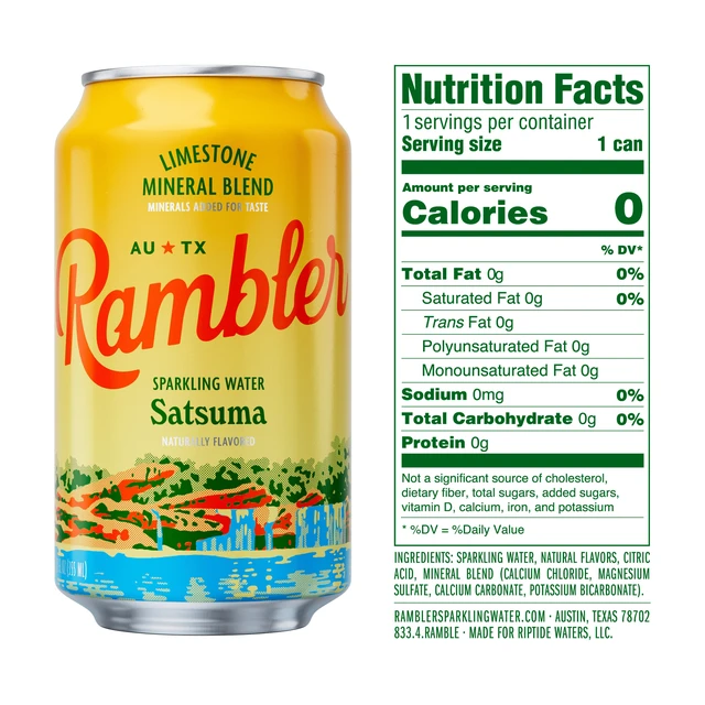 Alt view image 4 of 6 - Rambler Satsuma Sparkling Water, 12 fl oz, 8 Cans, 2 Pack