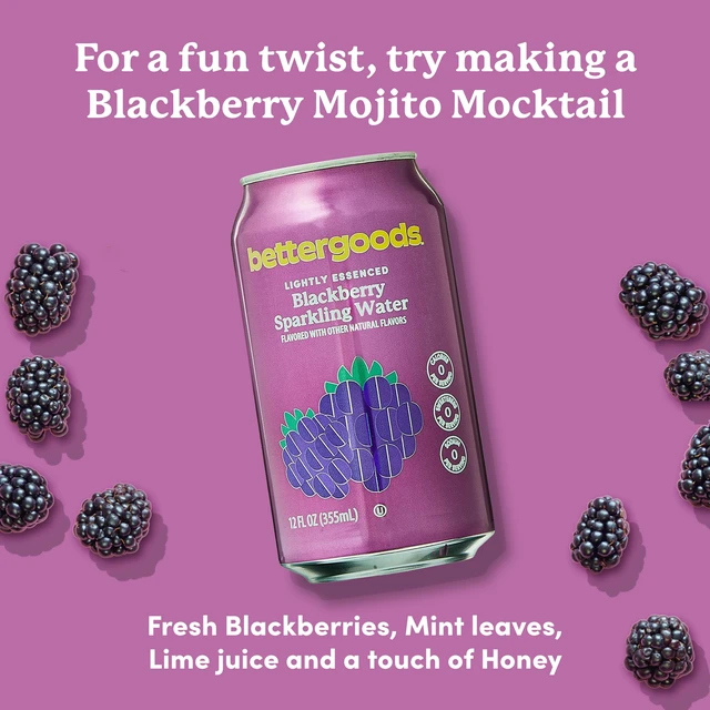 Alt view image 3 of 6 - Bettergoods Blackberry Flavored Sparkling Water, 12 fl oz, 8 Cans, 3-Pack