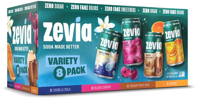 Main image of Zevia Zero Sugar 0 Calorie Variety Soda, 12 fl oz, 8 Pack Cans