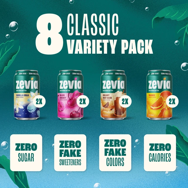 Alt view image 6 of 7 - Zevia Zero Sugar 0 Calorie Variety Soda, 12 fl oz, 8 Pack Cans