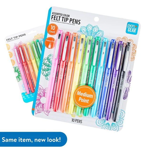Alt view image 3 of 6 - Pen+Gear Medium Point Felt-Tip Pens, Assorted Colors, 10 Count