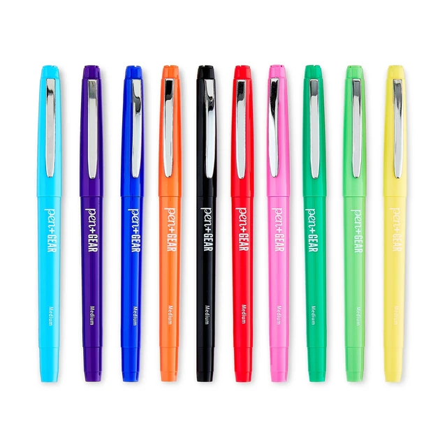 Alt view image 6 of 6 - Pen+Gear Medium Point Felt-Tip Pens, Assorted Colors, 10 Count