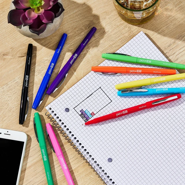 Alt view image 4 of 6 - Pen+Gear Medium Point Felt-Tip Pens, Assorted Colors, 10 Count