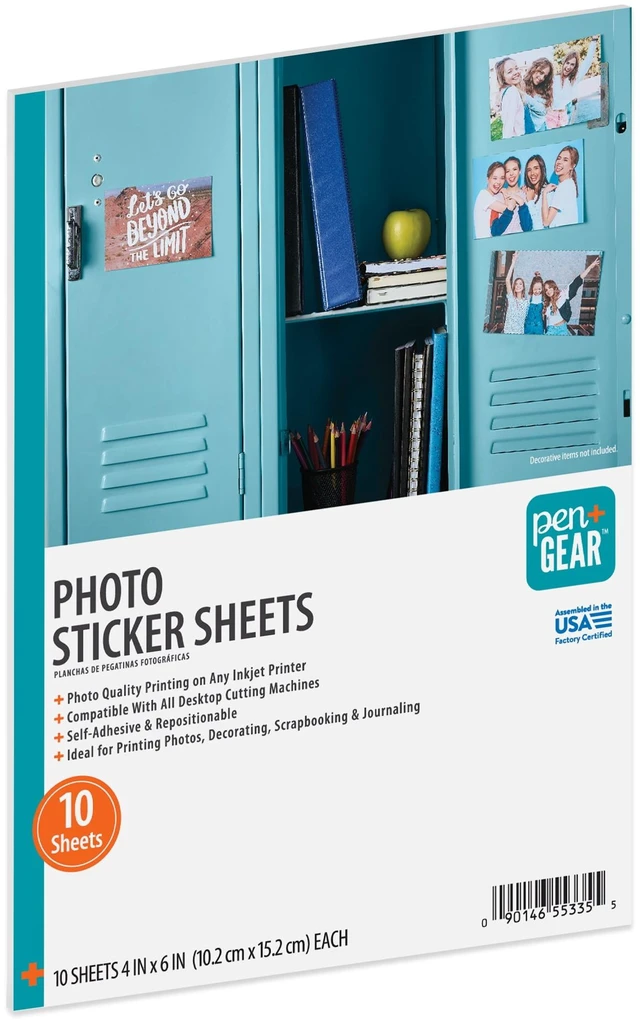 Main image of Pen+Gear Photo Stickers 4"x6" White 10 Sheets