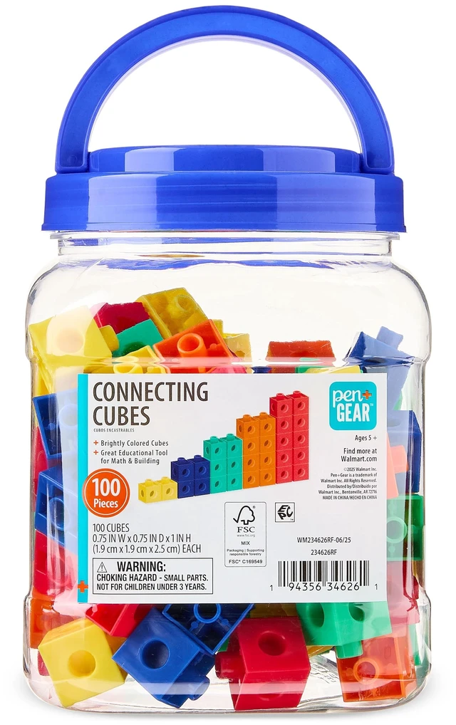 Main image of Pen+Gear Connecting Cubes Math & Counting Toy, 100 Pieces, Ages 5+