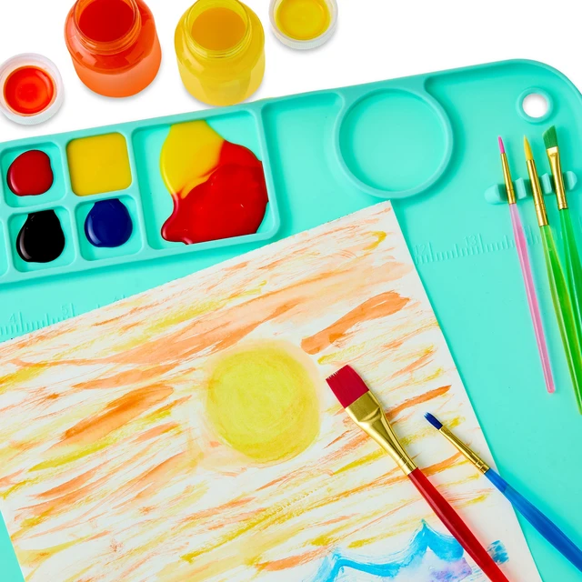 Alt view image 4 of 6 - Pen+Gear Silicone Painting Mat 13.75 x 17 Inch with Paint Cup for Kids