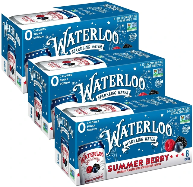 Main image of Waterloo Sparkling Water Summer Berry 12 fl oz, 8 Cans (3-Pack)