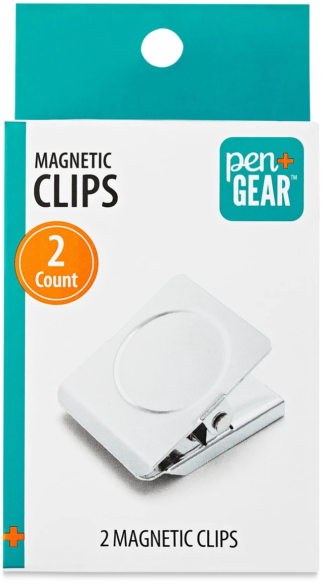 Main image of Pen+Gear Square Magnetic Clips, Silver, 2 Count