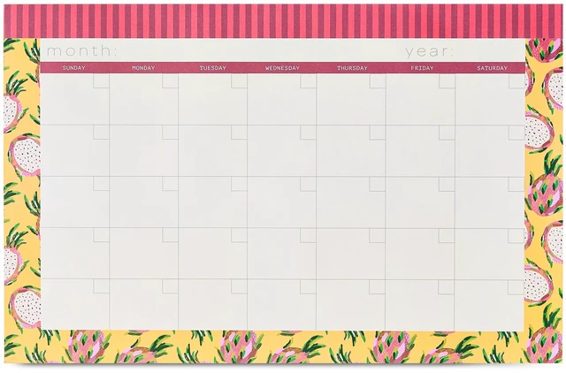Main image of Pen+Gear Monthly Undated Desk Planner Pad (17" x 11"), Multicolor Fruit Themed, 30 Sheets