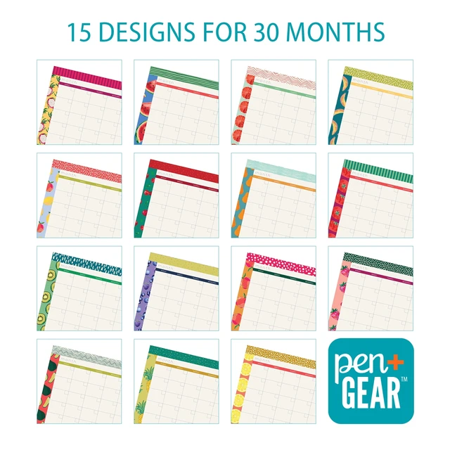 Alt view image 5 of 6 - Pen+Gear Monthly Undated Desk Planner Pad (17" x 11"), Multicolor Fruit Themed, 30 Sheets